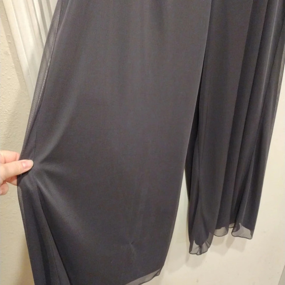 NWT Alex Evenings Women's Gray Chiffon Wide Leg Pull-on Pants Sz 16W-Formal - Picture 4 of 6